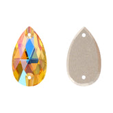 Light Topaz Shimmer Drop Shape High Quality Glass Sew-on Rhinestones WholesaleRhinestone